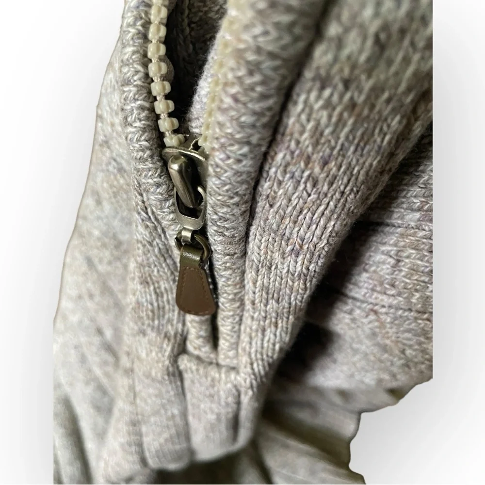 Oscar De La Renta marled quarter zip pullover ribbed knit sweater XXL neutral